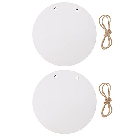 Healifty 2pcs Wooden Circle Sign Unfinished Hanging Wood Sign Sublimation Blank Cutouts Decorative Round Wood Plaques with Rope for Pyrography Healifty