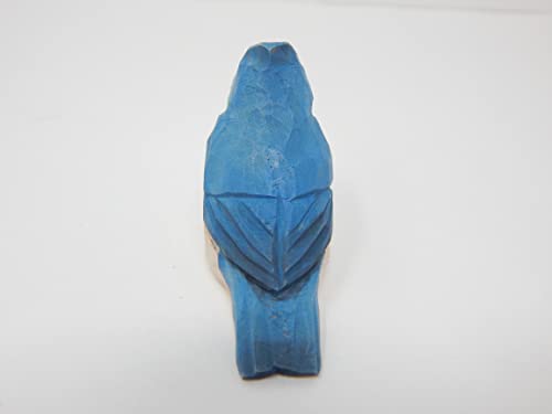 Selsela Tufted Titmouse Bird Wood Figurine Statue Blue Jay Sculpture Ornament Decor Miniature Art Carve Small Animal Selsela