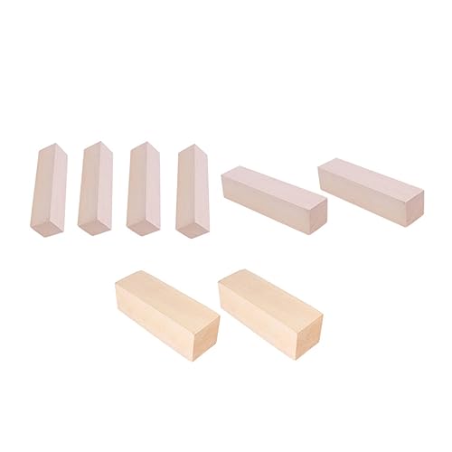 TEHAUX 8pcs Carved Wooden Strips Unfinished Wooden Ornaments Unfinished Wood Blocks Wood Whittling Blocks Unfinished Wooden Crafts Wood Squrae Sticks TEHAUX