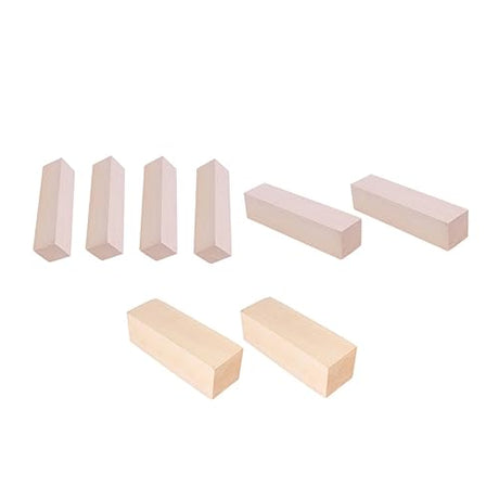 TEHAUX 8pcs Carved Wooden Strips Unfinished Wooden Ornaments Unfinished Wood Blocks Wood Whittling Blocks Unfinished Wooden Crafts Wood Squrae Sticks TEHAUX