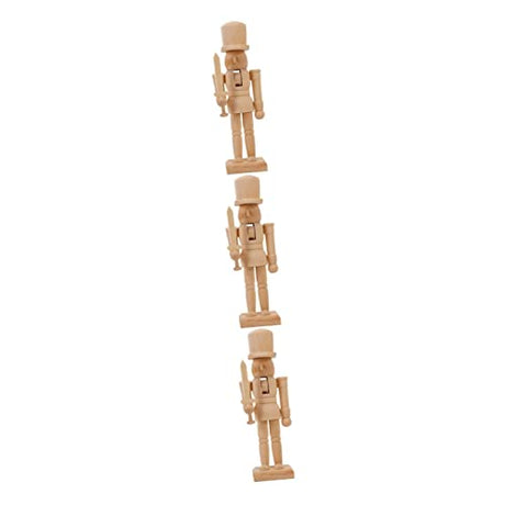 ARTIBETTER 3pcs Paintable Nutcracker Figures Nutcracker Unfinished Wooden Unfinished Wood Nutcracker Stocking Stuffer Gifts Unfinished Wood Crafts ARTIBETTER