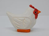 Selsela White Hen Miniature Wood Chicken Bird Art Statue Mini Carved Ornament Figurine Small Farm Animals Collectible Selsela