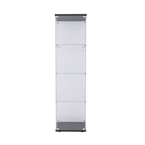 nifoti 4-Shelf Glass Display Cabinet,Floor Standing Glass Curio Cabinets Bookshelf with Door&Locks,Toys Display Case Trophy Display Case,for Living