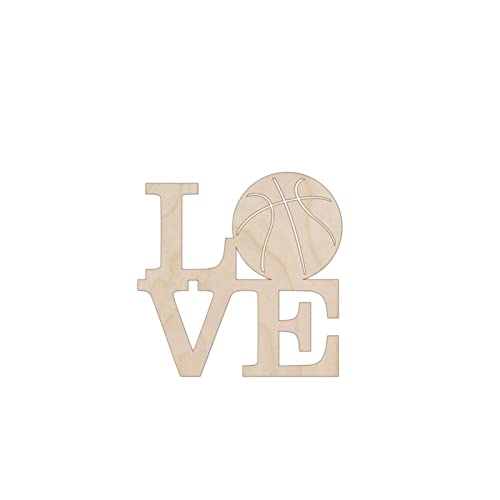 Love Basketball Wood Craft Unfinished Wooden Cutout Art DIY Wooden Signs Inspirational Wall Plaque Farmhouse Wood Home Wall Decor for Home Front Door Arupkeer