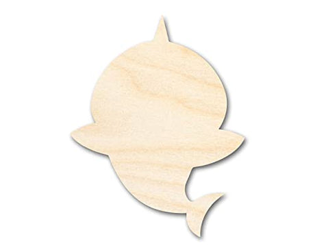 Unfinished Wood Cute Shark Shape - Craft - up to 36" 42" / 3/4" 24 Hour Crafts