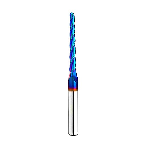 DashHound BRB301 Milling Cutters 3 Flutes Ball Nose Solid Carbide Up Cut CNC Spiral Bits NACO Coated 2D 3D Carving Router Bit 1.0Deg with 1/8 Inch DashHound