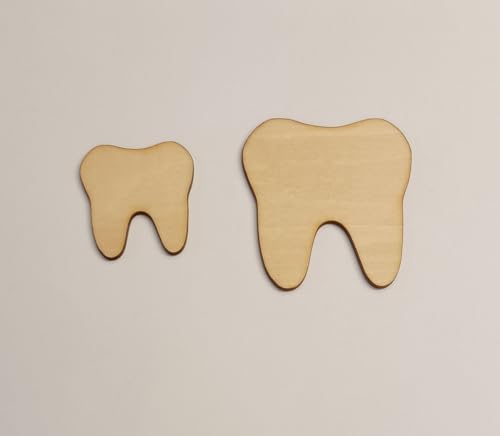 Set of 15 DIY Unfinished Tooth Shape,Tooth Wood Blanks Wooden Tooth Cutout,Wood Shape for Craft Embellishments(2'', Without Hole) RUIXUAN