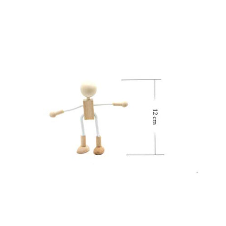 Milisten 4pcs Wood Peg Dolls Unfinished Wooden People Doll Robot for DIY Painting Craft Art Peg Game Party Decoration Milisten