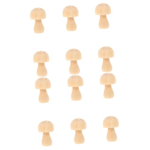 EXCEART 12 Pcs DIY Wooden Ornaments Unfinished Wooden Doll Miniature Mushrooms Ornament Unpainted Wood Mushrooms Craft Peg Doll Miniature Dollhouse