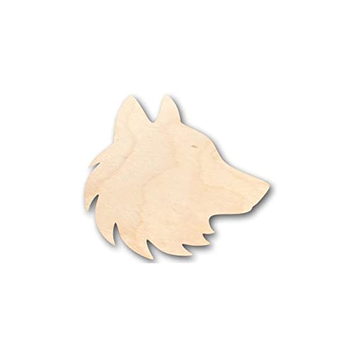 Unfinished Wood Wolf Head Shape - Animal - Wildlife - Craft - up to 24" DIY 3" / 1/4" 24 Hour Crafts