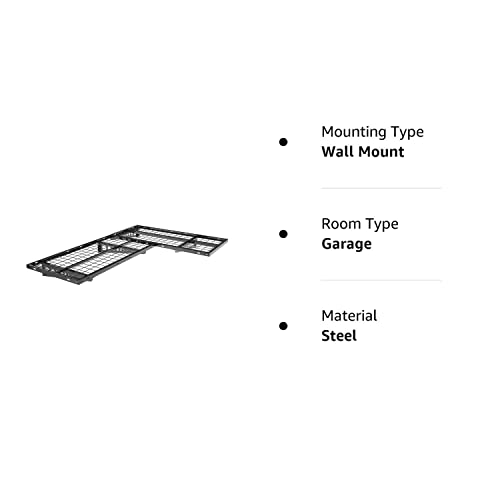 FLEXIMOUNTS 2-Pack 2x4ft Corner Wall Shelving Garage Storage Rack, 24-inch-by-48-inch Floating Shelves, Black FLEXIMOUNTS