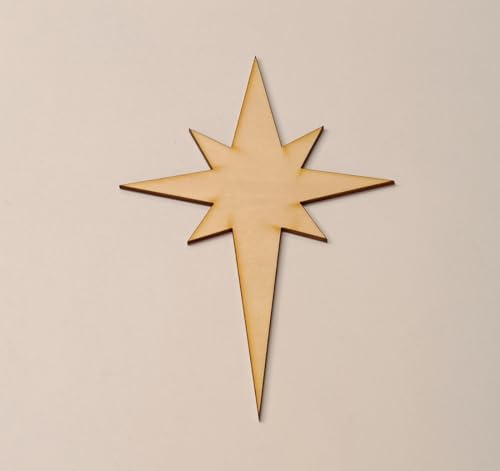 Set of 15 North Star Wood Blanks,Nativity Bethlehem Unfinished Wood Sta for Craft Supplies (4'') RUIXUAN