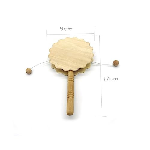 COHEALI 16 Pcs Painting Rattle Bell Rattle Kid Monkey Drum Blank Wood Rattle- Drum Panderetas para Niños Unfinished Wood Crafts Percussion COHEALI