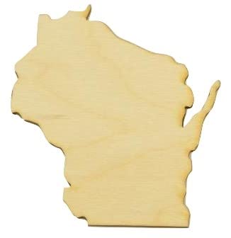 Wisconsin State Wood Cutout (Small 5.25" x 5.5" (Package of 10), 1/4" Baltic Birch) - WoodArtSupply