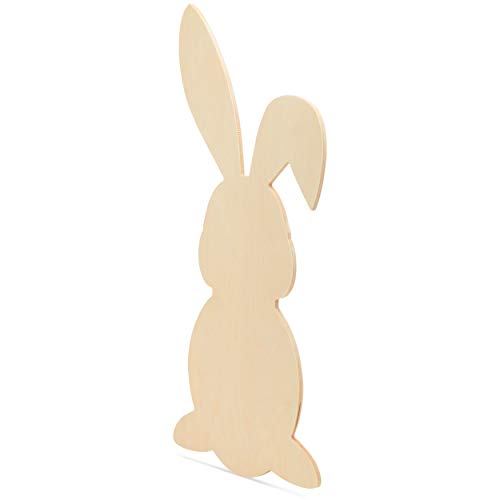 Large Wood Bunny Cutout 16-inch x 7-3/4-inch, Pack of 3 Unfinished Wood Cutout to Paint for Easter Crafts Spring Decorations, Year-Round Crafts, and Woodpeckers