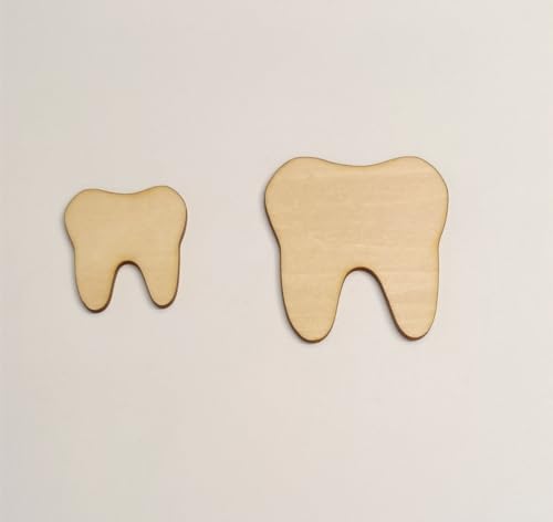 Set of 15 DIY Unfinished Tooth Shape,Tooth Wood Blanks Wooden Tooth Cutout,Wood Shape for Craft Embellishments(2'', Without Hole) RUIXUAN