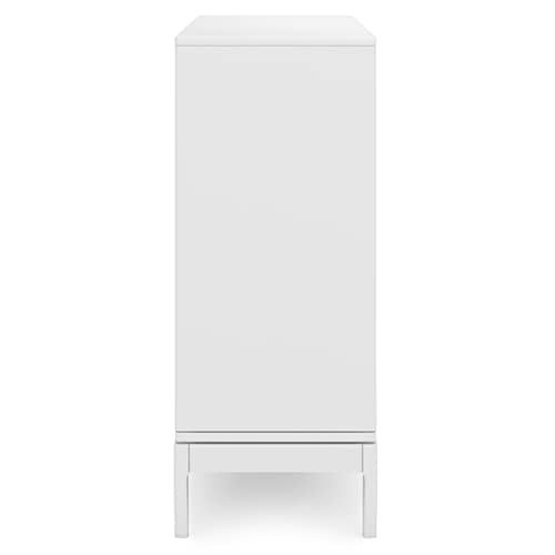 SIMPLIHOME Harper SOLID HARDWOOD 48 Inch Wide Mid Century Modern Medium Storage Cabinet in White, For the Living Room, Entryway and Family Room - WoodArtSupply