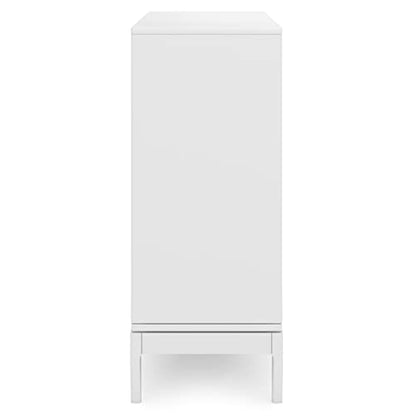 SIMPLIHOME Harper SOLID HARDWOOD 48 Inch Wide Mid Century Modern Medium Storage Cabinet in White, For the Living Room, Entryway and Family Room - WoodArtSupply