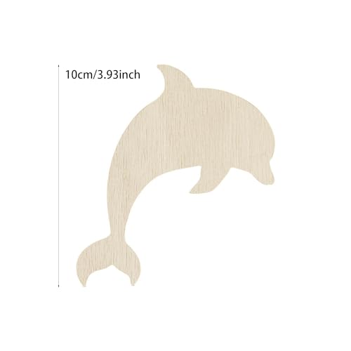 30 Pack 4 Inch Wood Dolphin Cutouts Unfinished Wooden Beach Dolphin Hanging Ornaments DIY Dolphin Craft Gift Tags for Home Party Decoration Craft