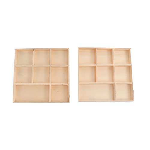EXCEART 2pcs Wood Tray Box for Craft Compartments Wooden Divided Boxes Succulents Flower Pot Desktop Storage Box Holder Display Tray for Jewelry EXCEART