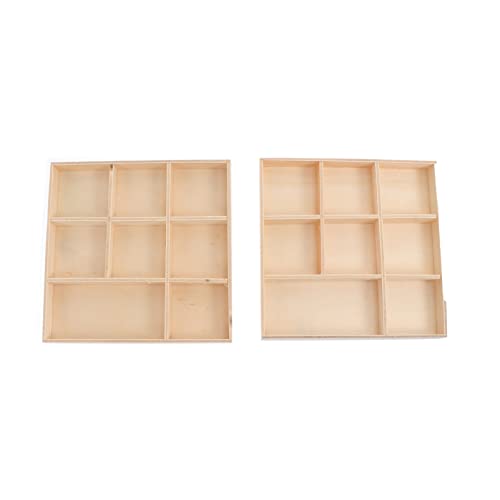 EXCEART 2pcs Wood Tray Box for Craft Compartments Wooden Divided Boxes Succulents Flower Pot Desktop Storage Box Holder Display Tray for Jewelry - WoodArtSupply