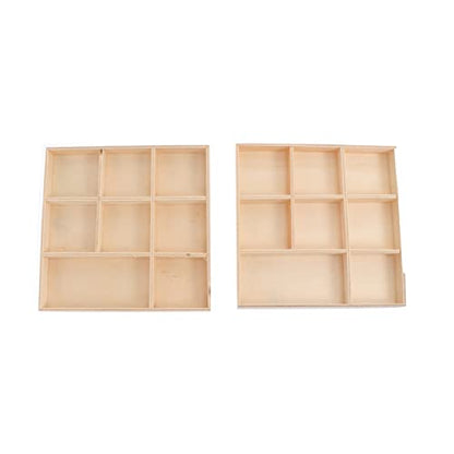 EXCEART 2pcs Wood Tray Box for Craft Compartments Wooden Divided Boxes Succulents Flower Pot Desktop Storage Box Holder Display Tray for Jewelry - WoodArtSupply