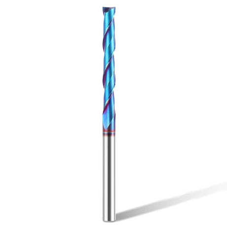 HQMaster Extra Long Spiral Router Bit 1/4 inch Shank Solid Carbide CNC Router Bit with Nano Blue Coating End Mill for Wood Cut Carving (1/4” x 1/4” x HQMaster