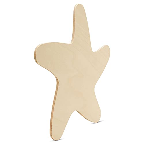 Unfinished Wooden Starfish Cutout, 12", Pack of 1 Wooden Shapes for Crafts, Use for Summer, Beach & Nautical Decor and Crafting, by Woodpeckers Woodpeckers