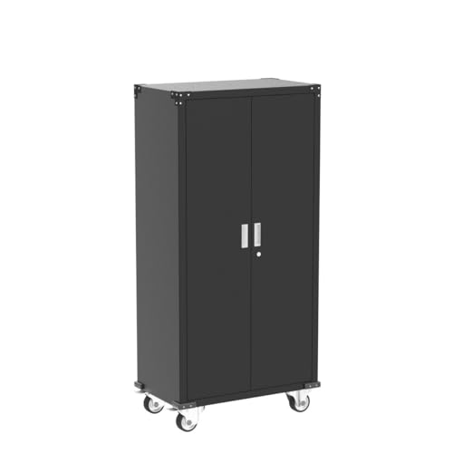 Aobabo 72 Inches Metal Garage Storage Cabinet with Wheels, Locking Metal Storage Cabinet with 4Shelves, Rolling Tool Storage Cabinet on Wheels, Aobabo