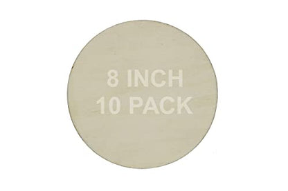 8 Inch Unfinished Round Wood Circles for Crafts, Door Hangers, Clocks, DIY Décor, Paint or Embellish – Wooden Plaque Disc Ready to Decorate | 10 Pack - WoodArtSupply