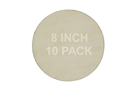 8 Inch Unfinished Round Wood Circles for Crafts, Door Hangers, Clocks, DIY Décor, Paint or Embellish – Wooden Plaque Disc Ready to Decorate | 10 Pack Creative Hobbies