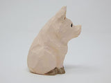 Selsela Pig Small Wood Figurine Statue Miniature Barn Farm Animal Handmade Carved Decor Ranch Rustic Selsela