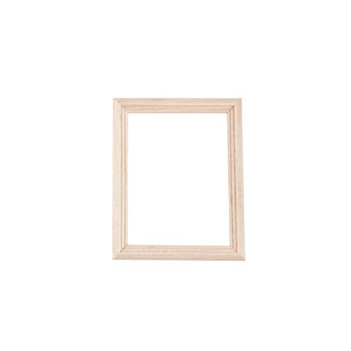 Exceart 6Pcs 1/12 Wood Dollhouse Furniture Unfinished Mini Photo Frame Artificial Miniature Scene Model DIY Wall Art Painting Toys for Nursery Room EXCEART