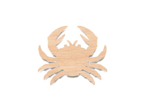 Unfinished Wood for Crafts - Crab Shape - Large & Small - Pick Size - Laser Cut Unfinished Wood Cutout Sea Life Blue King Snow Food Boat Maine