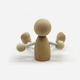 Tofficu Wood Peg Dolls 6pcs Natural Unfinished Wooden Robot Doll People Bodies Action Figures Model Toy Movable Joints Dolls for DIY Painting Craft Tofficu