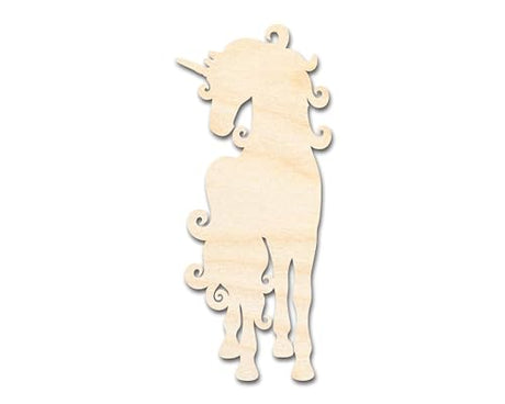 Unfinished Wood Swirly Unicorn Silhouette | DIY Mythical Craft Cutout | up to 36" DIY 10" / 3/4" 24 Hour Crafts