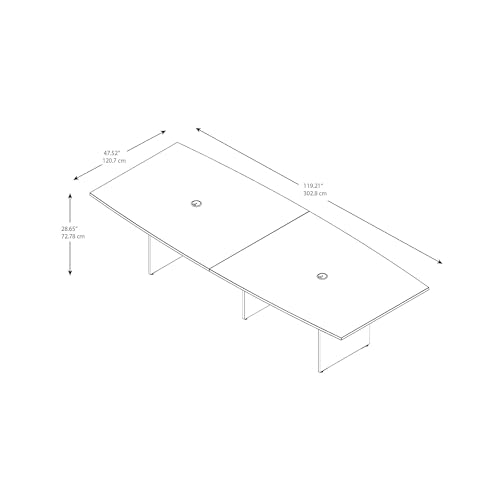 Bush Business Furniture Conference Table for 8-10 People | Boat Shaped 10 FT Engineered Wood Meeting Desk with Wooden Base for Office Boardrooms, Bush Business Furniture