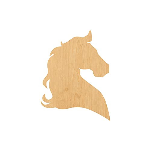 Unfinished Baltic Birch Wood for Crafts - Horse Head Laser Cut Out Wood Shape Craft Supply - Various Size, 1/8 Inch Thickness, 1 Pcs