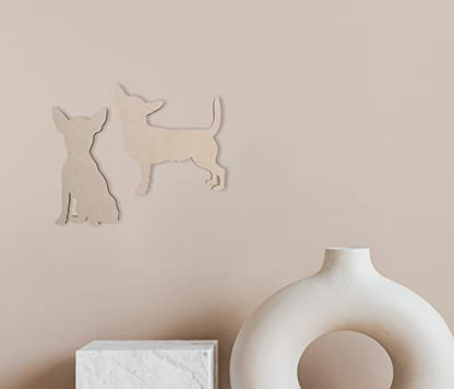 Wooden Chihuahua Dog Silhouette Cutouts (2 Pack) -Unfinished Wood Dog Lovers Gift - WoodArtSupply