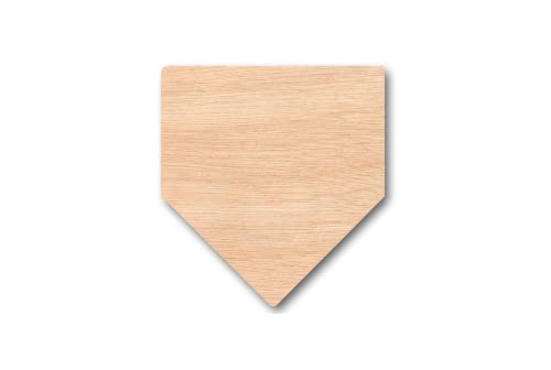 Unfinished Wood for Crafts - Wooden Home Plate Baseball Softball Diamond Base Silhoutte - Craft- Various Size, 1/8 Inch Thickness - WoodArtSupply