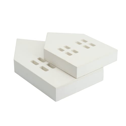 TFoRibbon House Shaped Wooden Sign Block Farmhouse Home Sign Tiered Tray Decor 2 Pack (White) Melostu