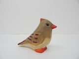Selsela Cardinal Wood Red Bird Figurine Miniature Garden Statue Carving Home Decor Sculpture Small Animal (Female) Selsela