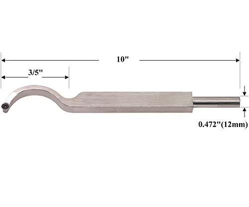 Swan Neck Hollower 10 Inches Wood Turning Tool Carbide Tipped Lathe Chisel Tool Bar with Ci5 8.9mm Round Carbide Insert Cutter for Wood Hobbyist or Asieg Tool