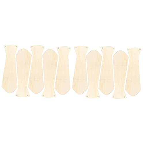 ABOOFAN 10 Pcs Fathers Day Necktie Hand Unfinished Wood Shapes Unfinished Wooden Circles DIY Painting Necktie Wooden Shapes for Crafts Wedding