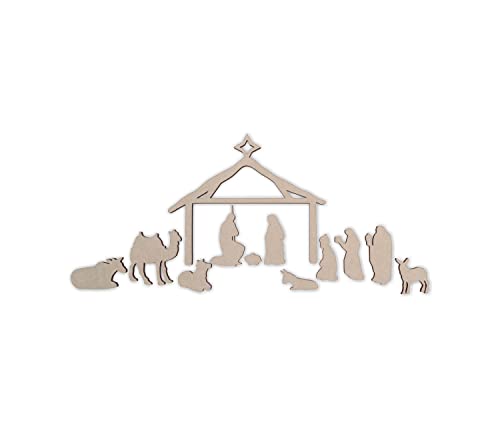 Wooden Nativity Scene- Cutout, Home Decor, Unfinished and Available from 13 to 36 Inches Wide Jess and Jessica
