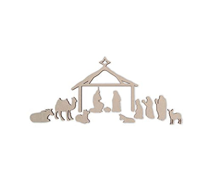 Wooden Nativity Scene- Cutout, Home Decor, Unfinished and Available from 13 to 36 Inches Wide - WoodArtSupply