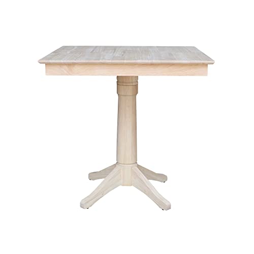 IC International Concepts Square Pedestal Dining Table, Unfinished - WoodArtSupply