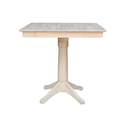 IC International Concepts Square Pedestal Dining Table, Unfinished - WoodArtSupply