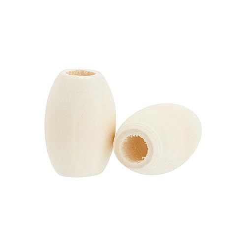 Bright Creations 80 Pcs Unfinished Oval Wood Beads and Round Wooden Rings for Macrame Supplies, DIY Crafts - WoodArtSupply