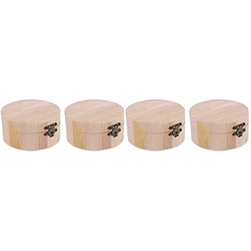 COHEALI 4pcs Unprinted Wood Case Lid Venue Your Make for Treasure Storing Locking Blank Bracelet Hinged Trinket Display Cases Necklace Front Present COHEALI